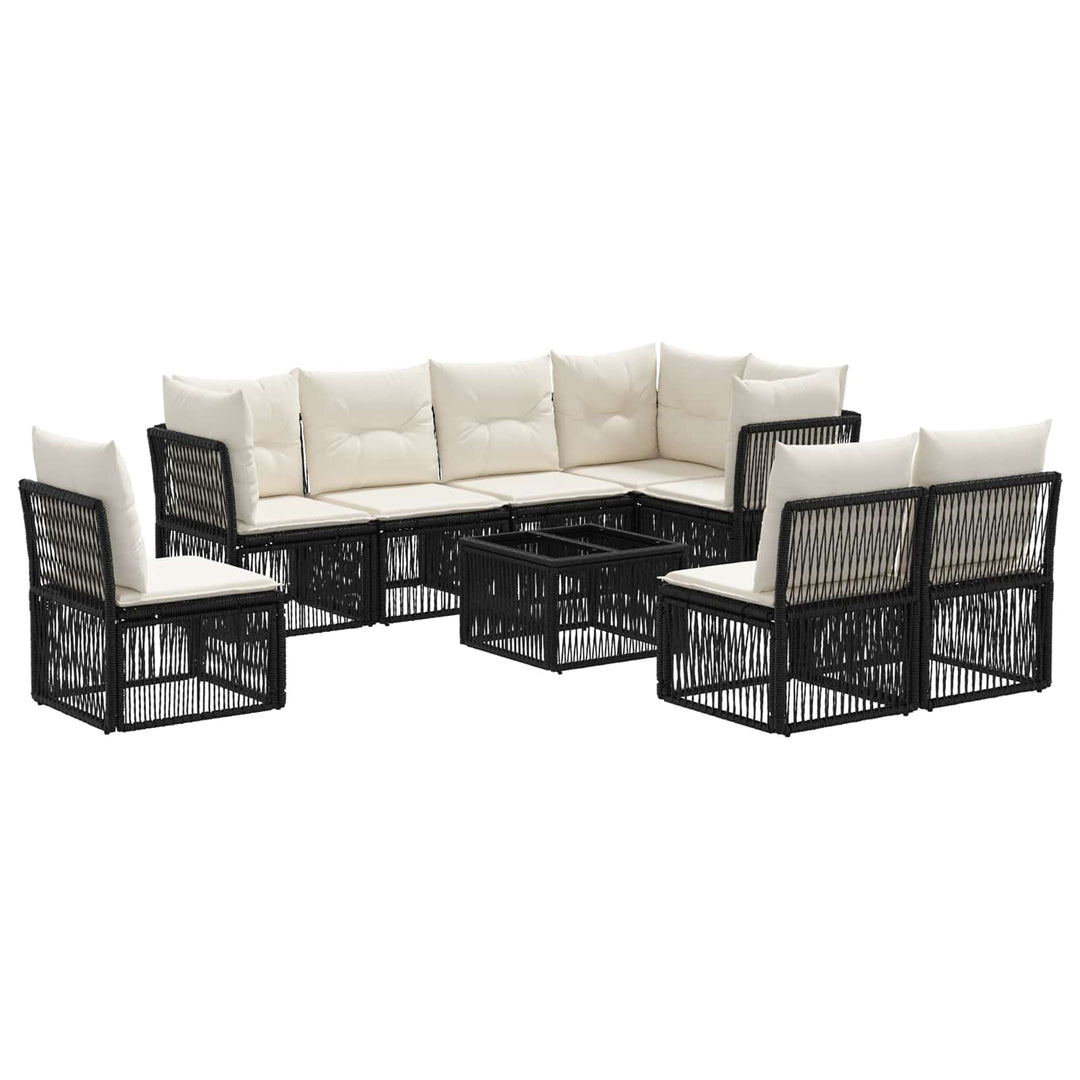Havesofa Sæt 9 stk. Sort polyrattan
