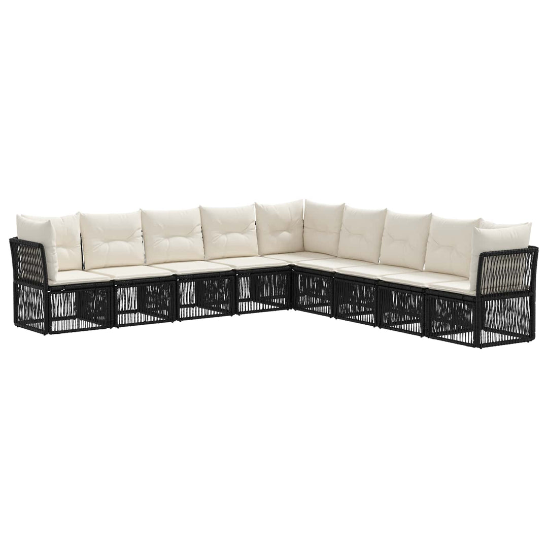 Havesofa Sæt 9 stk. Sort polyrattan