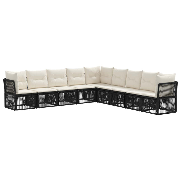 Havesofa Sæt 9 stk. Sort polyrattan