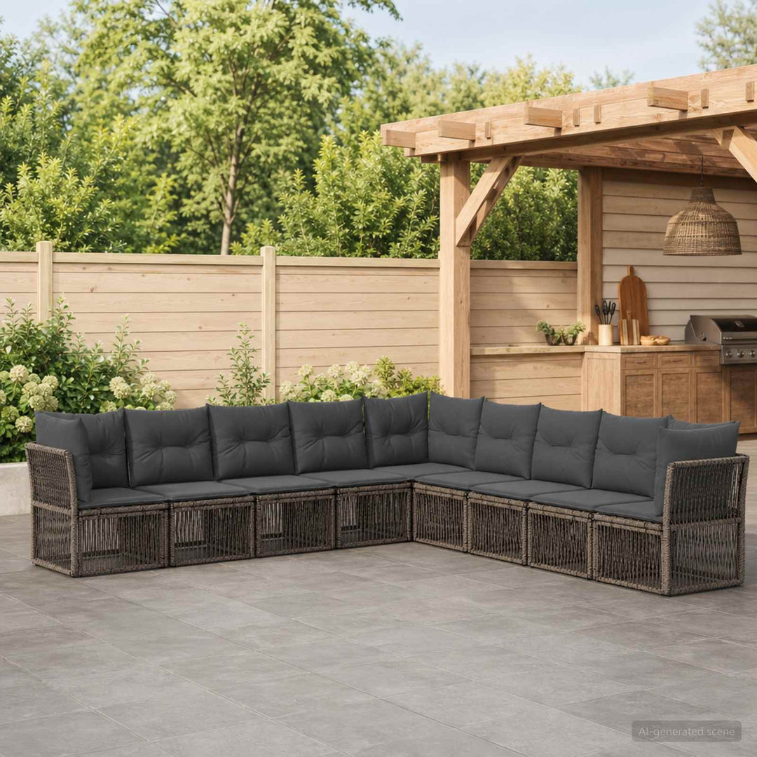 Havesofa Sæt 9 stk. Grå polyrattan