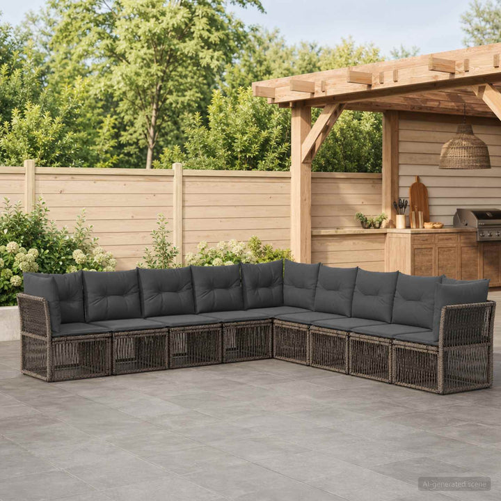 Havesofa Sæt 9 stk. Grå polyrattan