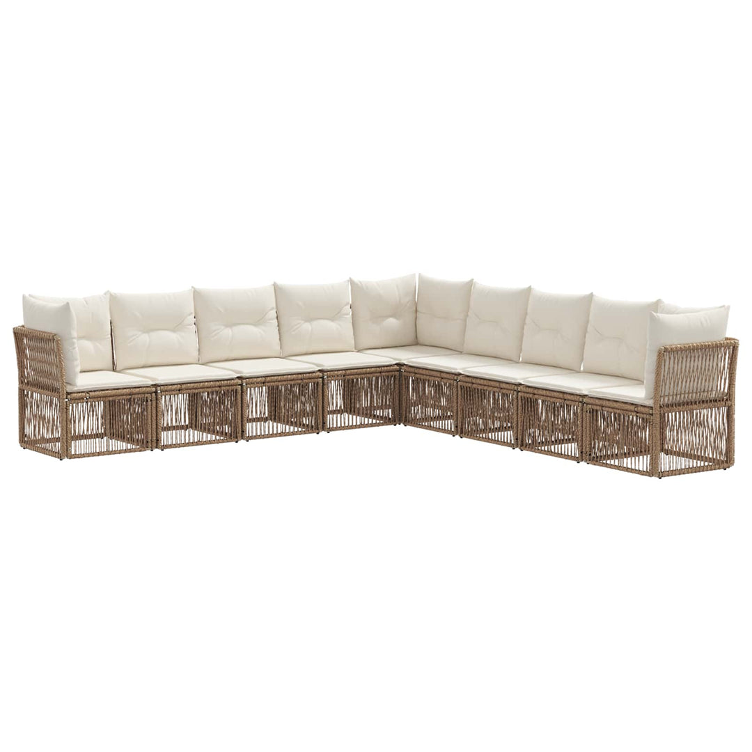 Havesofa Sæt 9 stk. Beige polyrattan