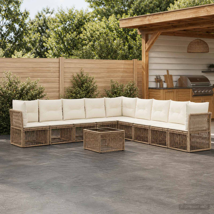 Havesofa Sæt 10 stk. Beige polyrattan