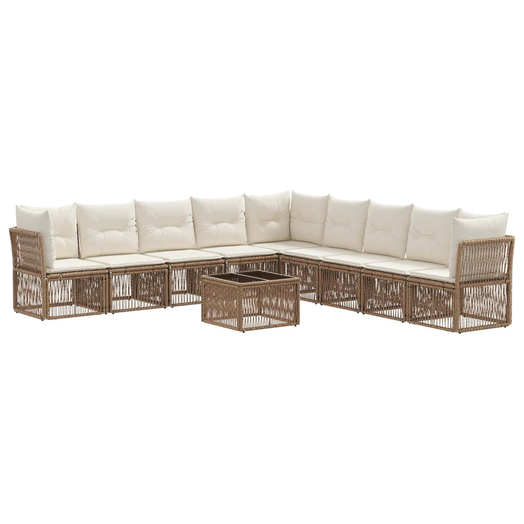 Havesofa Sæt 10 stk. Beige polyrattan