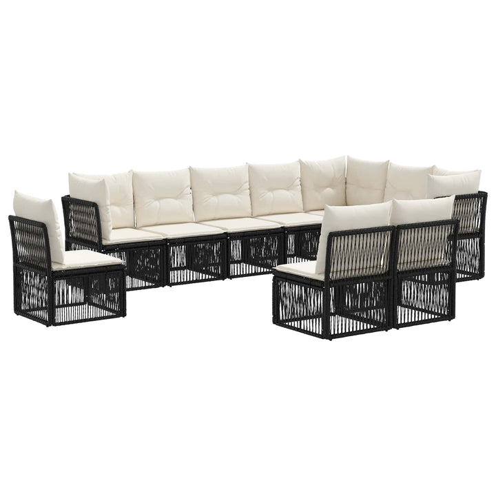 Havesofa Sæt 10 stk. Sort polyrattan