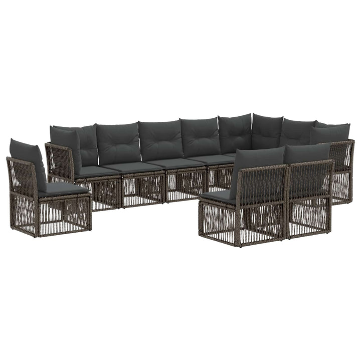Havesofa Sæt 10 stk. Grå polyrattan