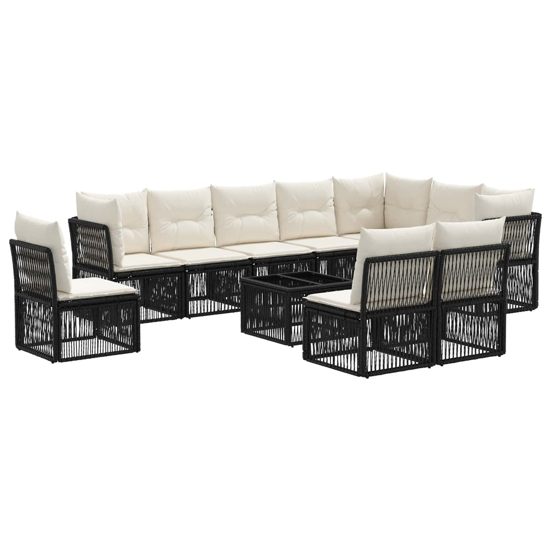 Havesofa Sæt 11 stk. Sort polyrattan