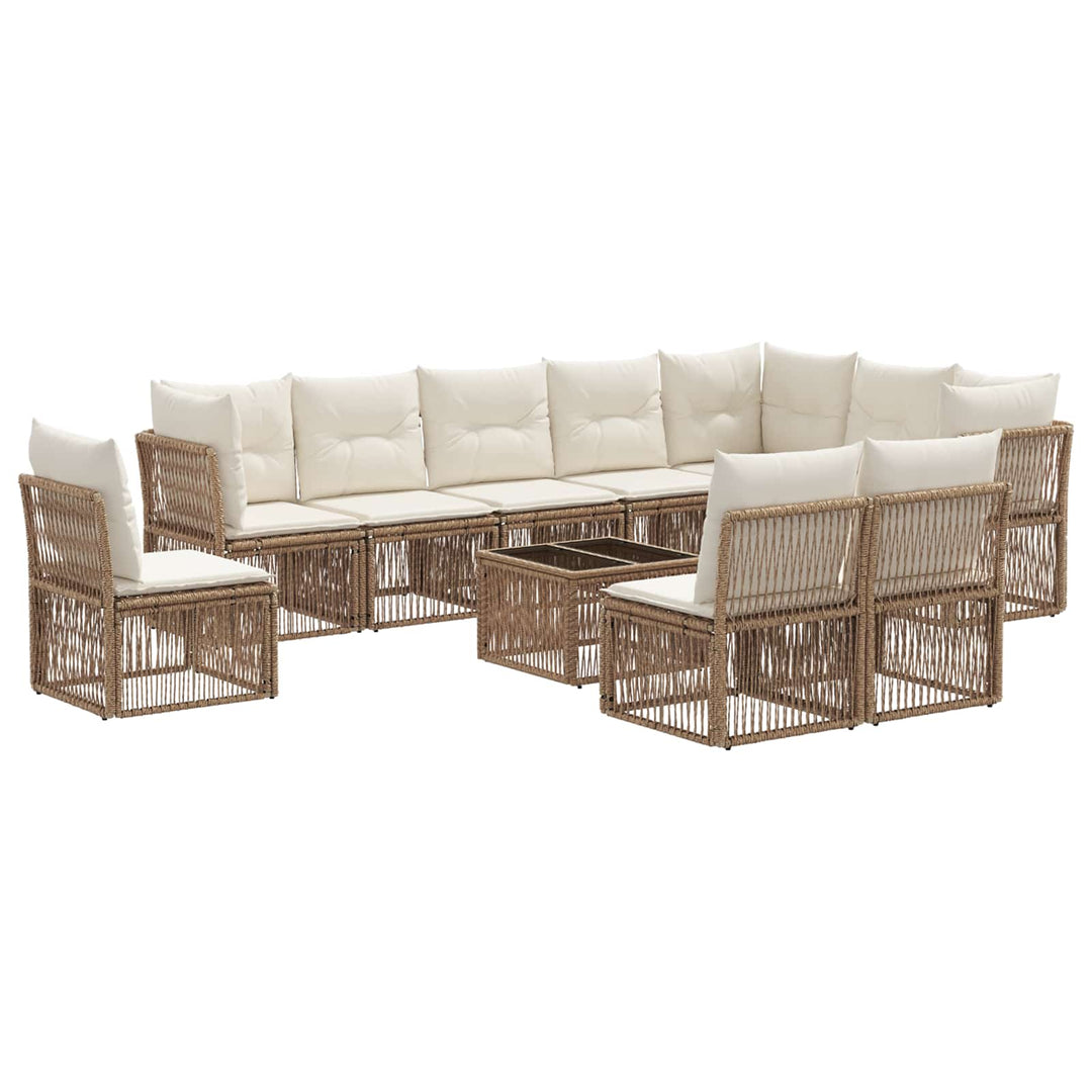 Havesofa Sæt 11 stk. Beige polyrattan