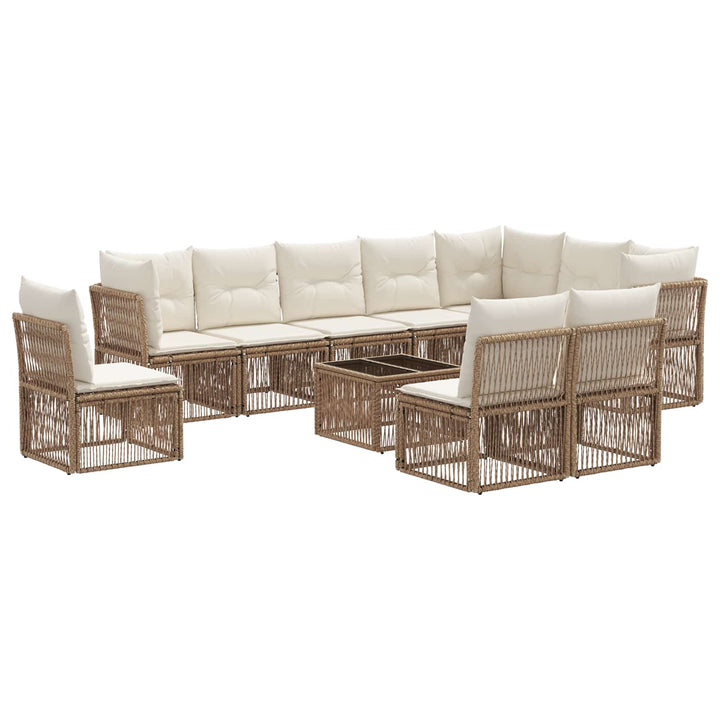 Havesofa Sæt 11 stk. Beige polyrattan