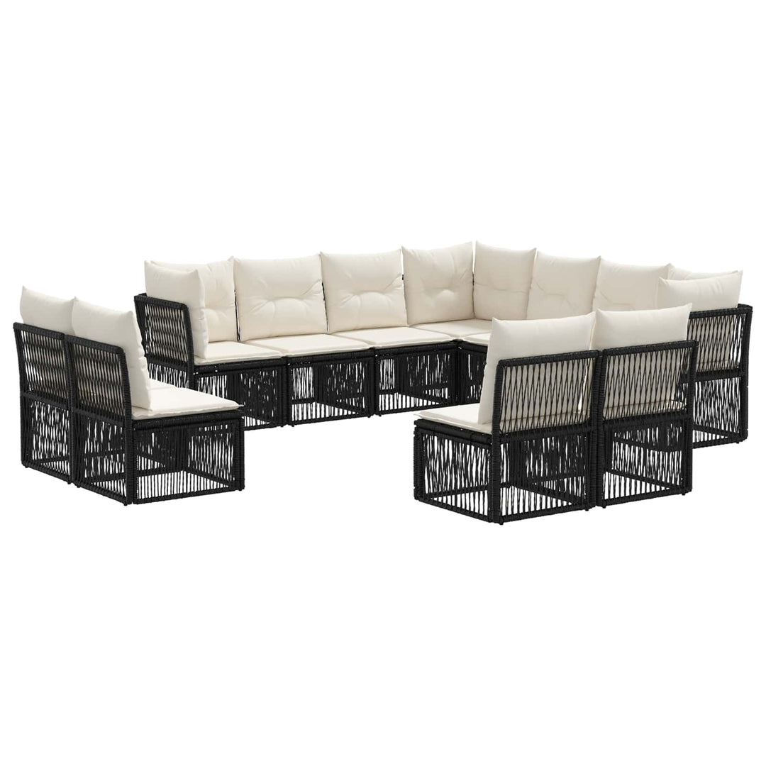 Havesofa Sæt 11 stk. Sort polyrattan