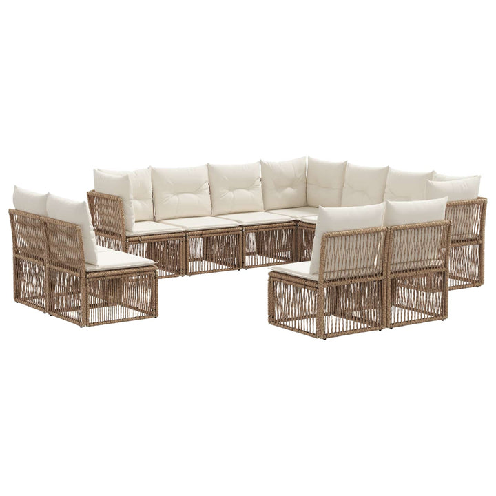 Havesofa Sæt 11 stk. Beige polyrattan
