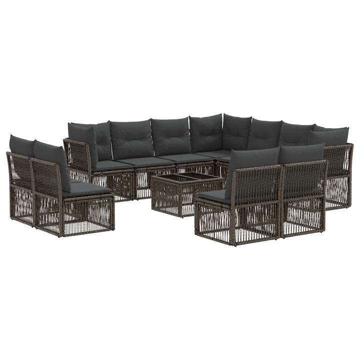 Havesofa Sæt 12 stk. Grå polyrattan