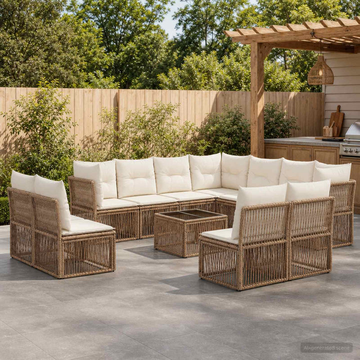 Havesofa Sæt 12 stk. Beige polyrattan
