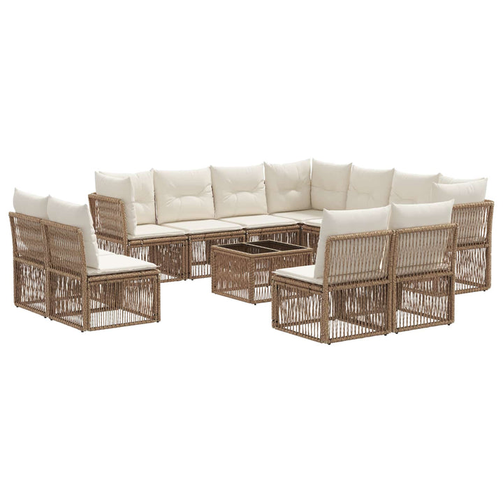 Havesofa Sæt 12 stk. Beige polyrattan