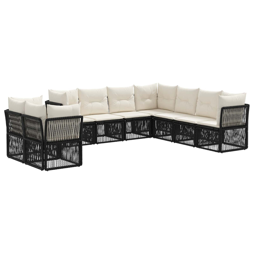 Havesofa Sæt 9 stk. Sort polyrattan
