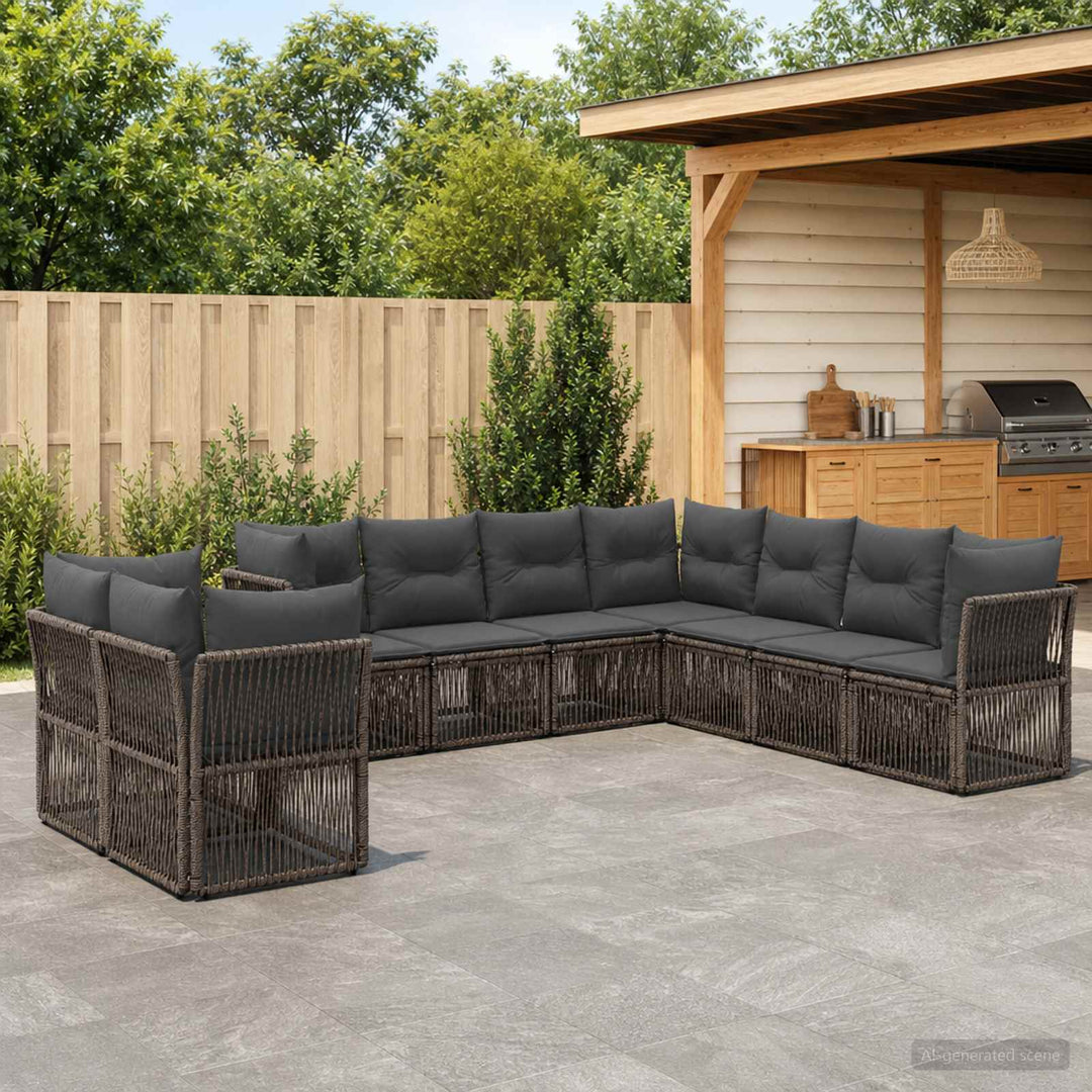 Havesofa Sæt 9 stk. Grå polyrattan