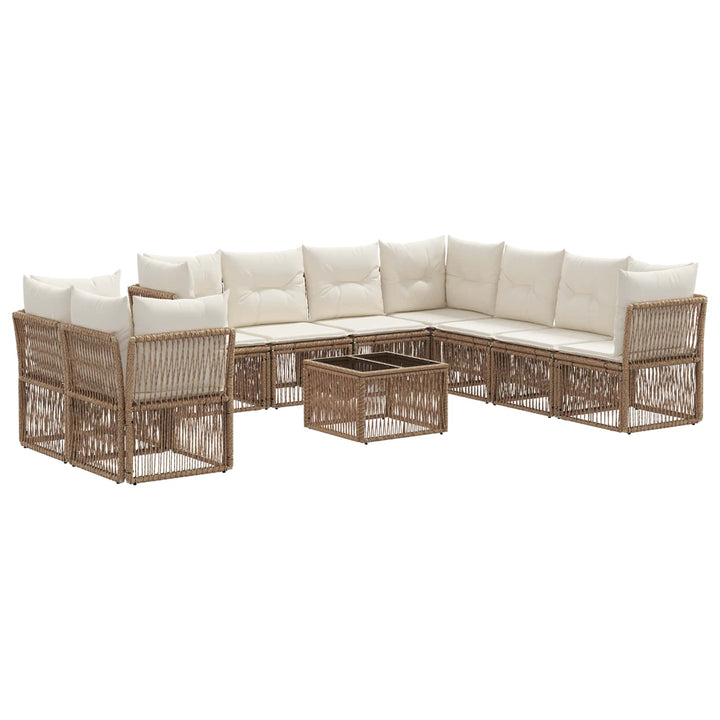 Havesofa Sæt 10 stk. Beige polyrattan