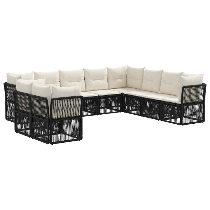 Havesofa Sæt 10 stk. Sort polyrattan