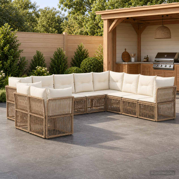 Havesofa Sæt 10 stk. Beige polyrattan