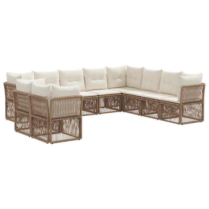 Havesofa Sæt 10 stk. Beige polyrattan