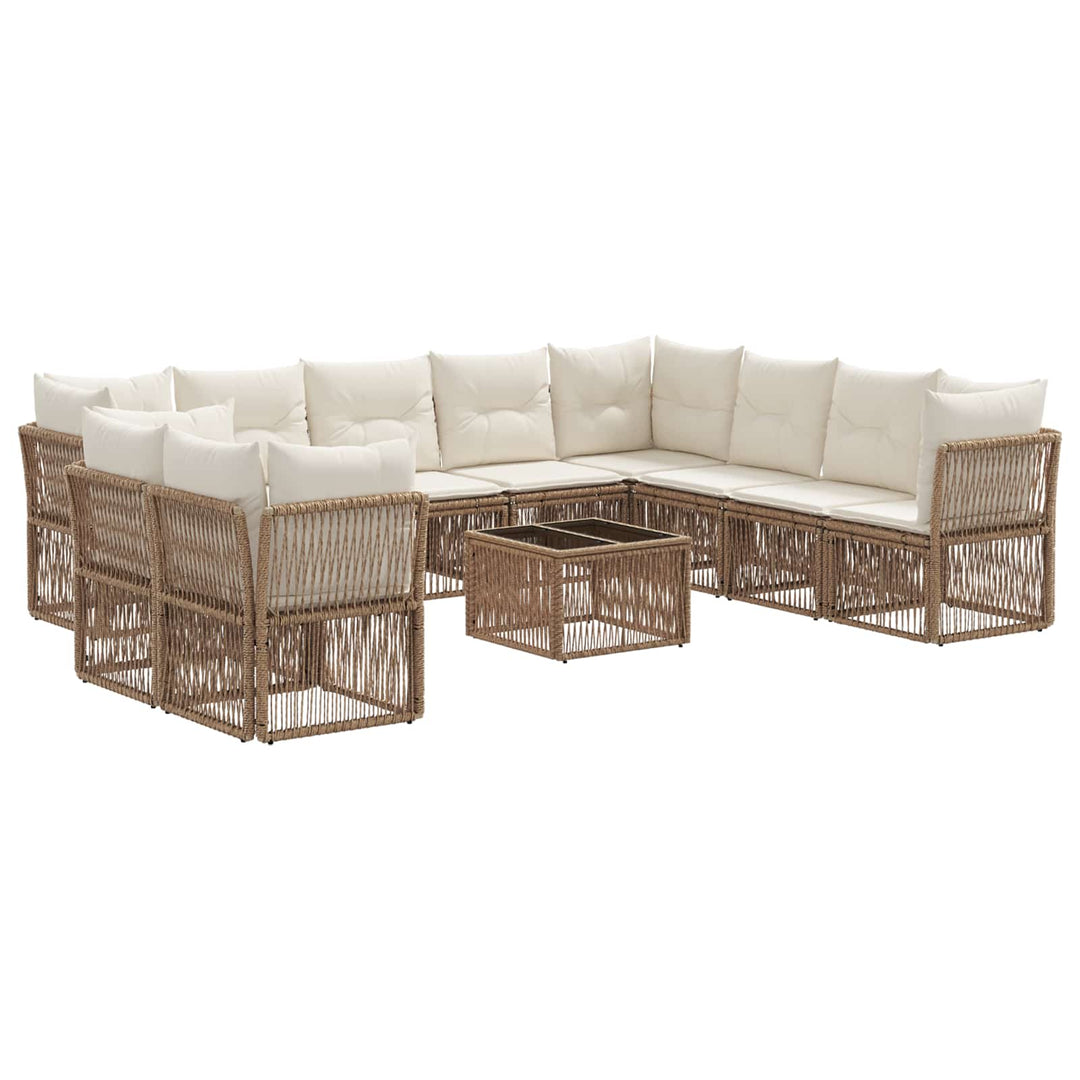 Havesofa Sæt 11 stk. Beige polyrattan