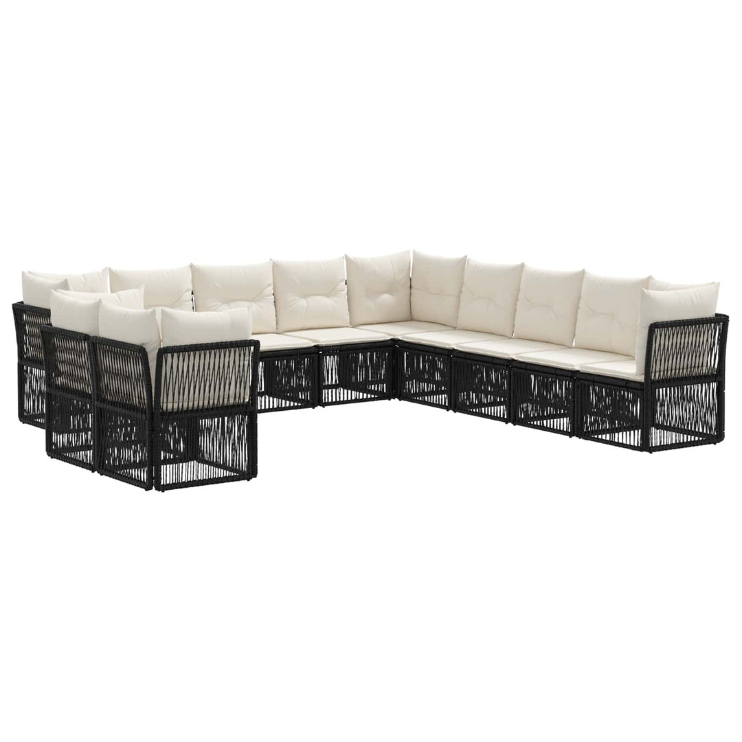 Havesofa Sæt 11 stk. Sort polyrattan