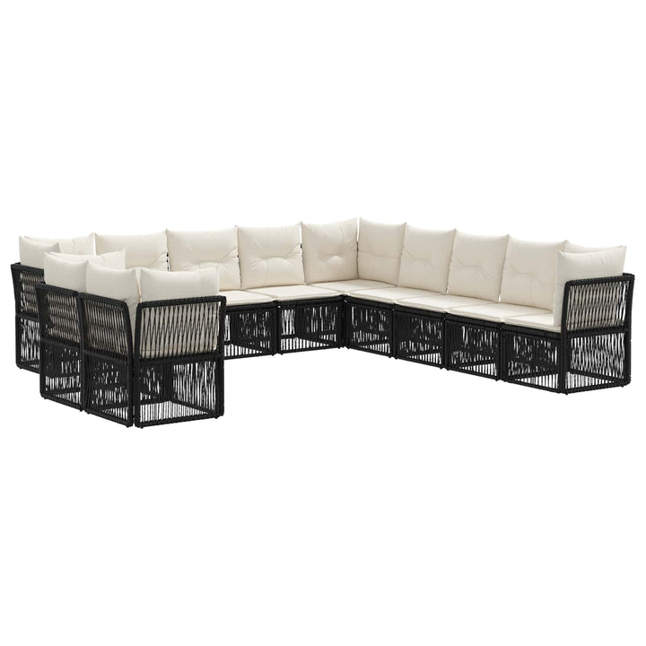 Havesofa Sæt 11 stk. Sort polyrattan