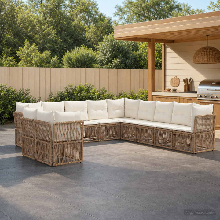 Havesofa Sæt 11 stk. Beige polyrattan