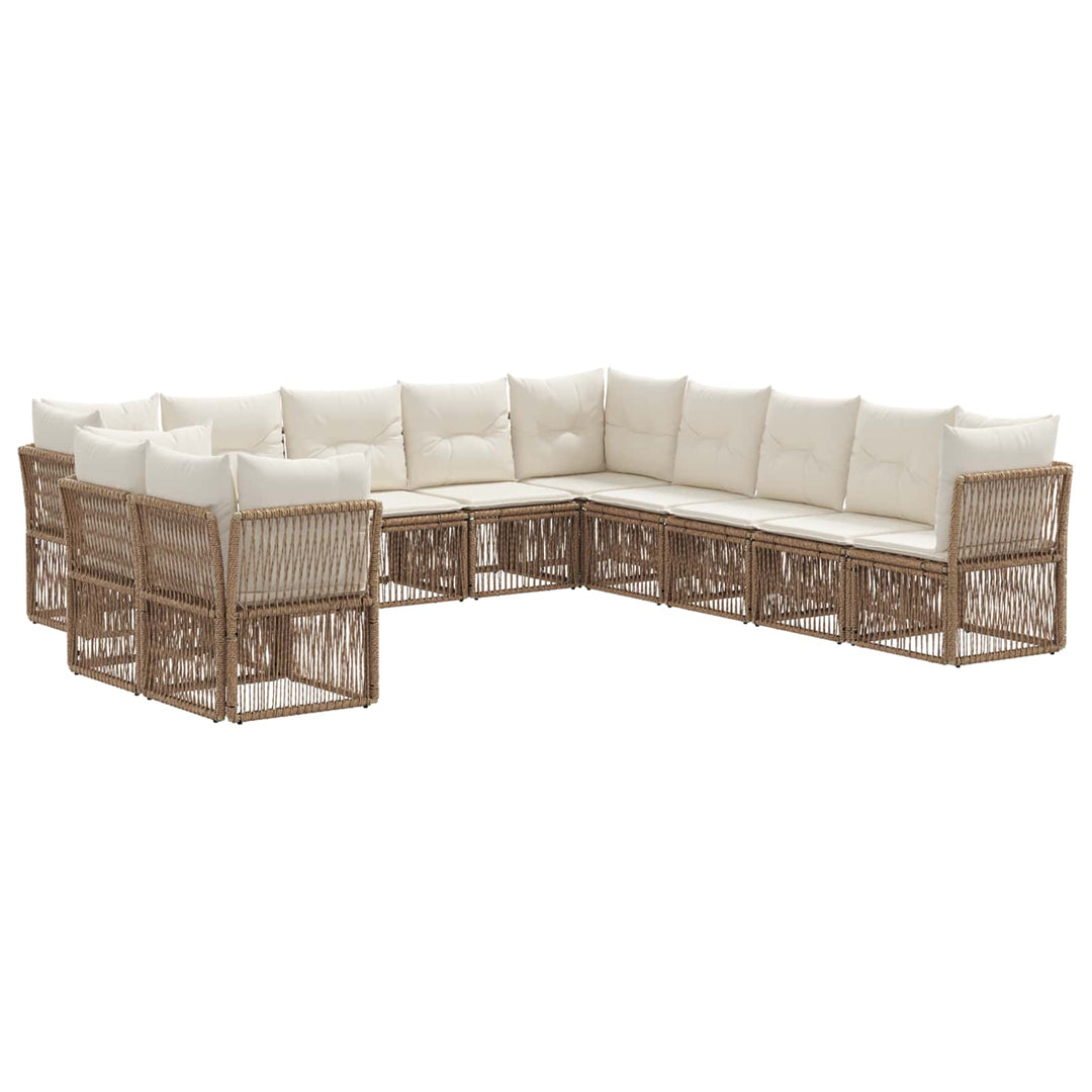 Havesofa Sæt 11 stk. Beige polyrattan