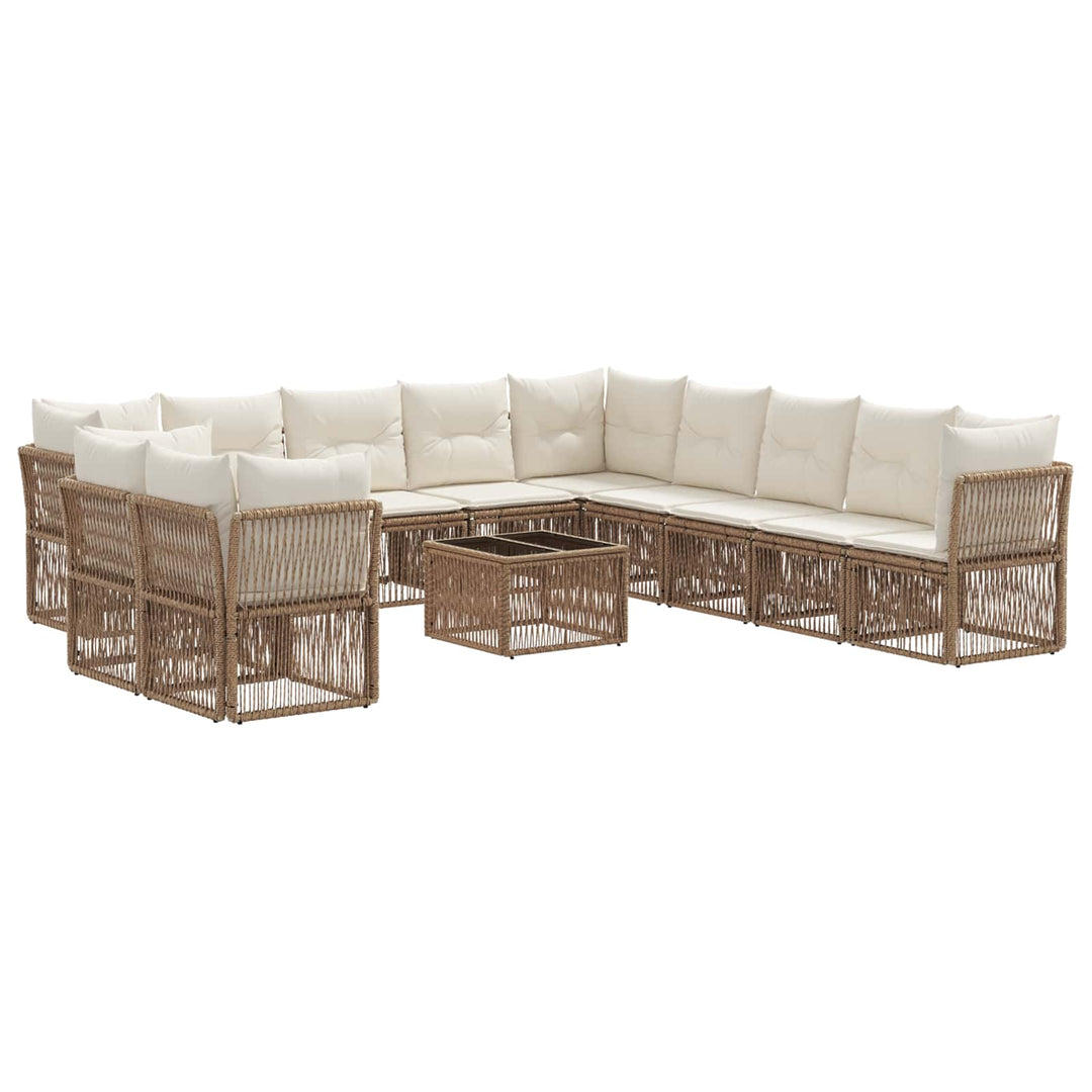 Havesofa Sæt 12 stk. Beige polyrattan
