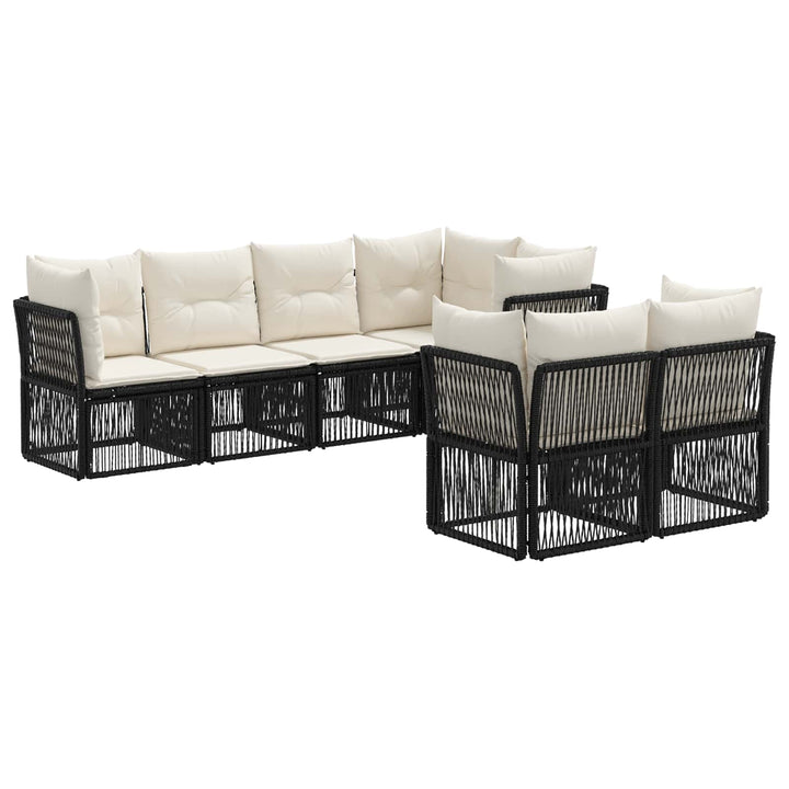 Havesofa Sæt 7 stk. 7-Antal sæder Sort polyrattan