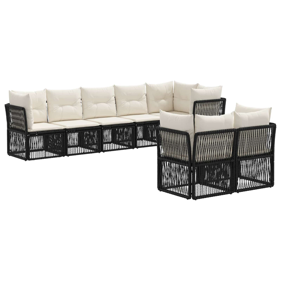 Havesofa Sæt 8 stk. Sort polyrattan