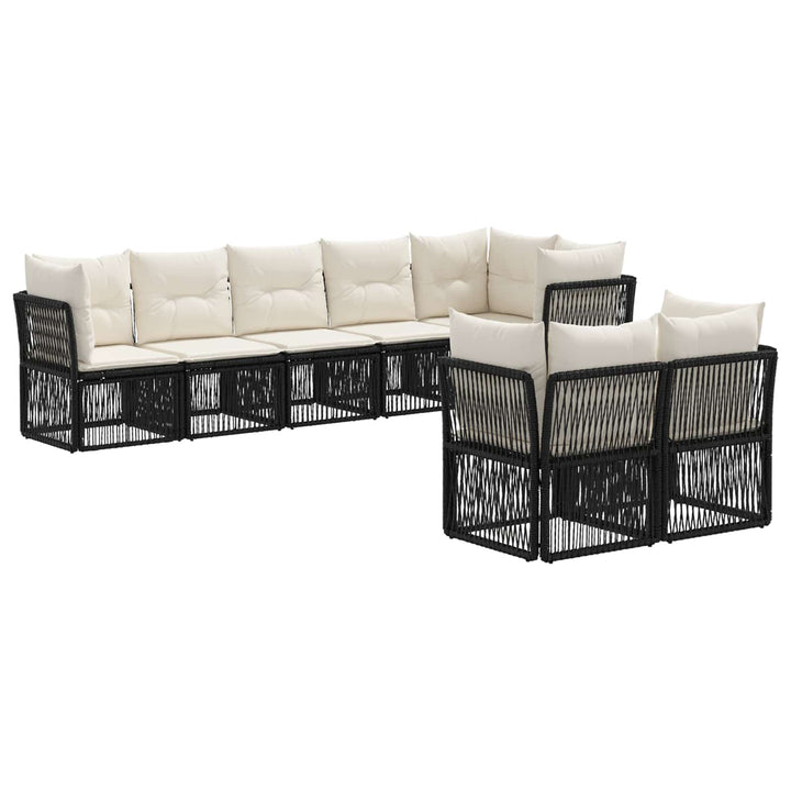 Havesofa Sæt 8 stk. Sort polyrattan