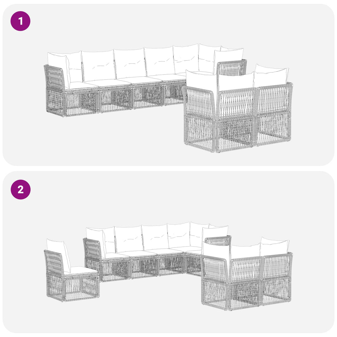 Havesofa Sæt 8 stk. Grå polyrattan