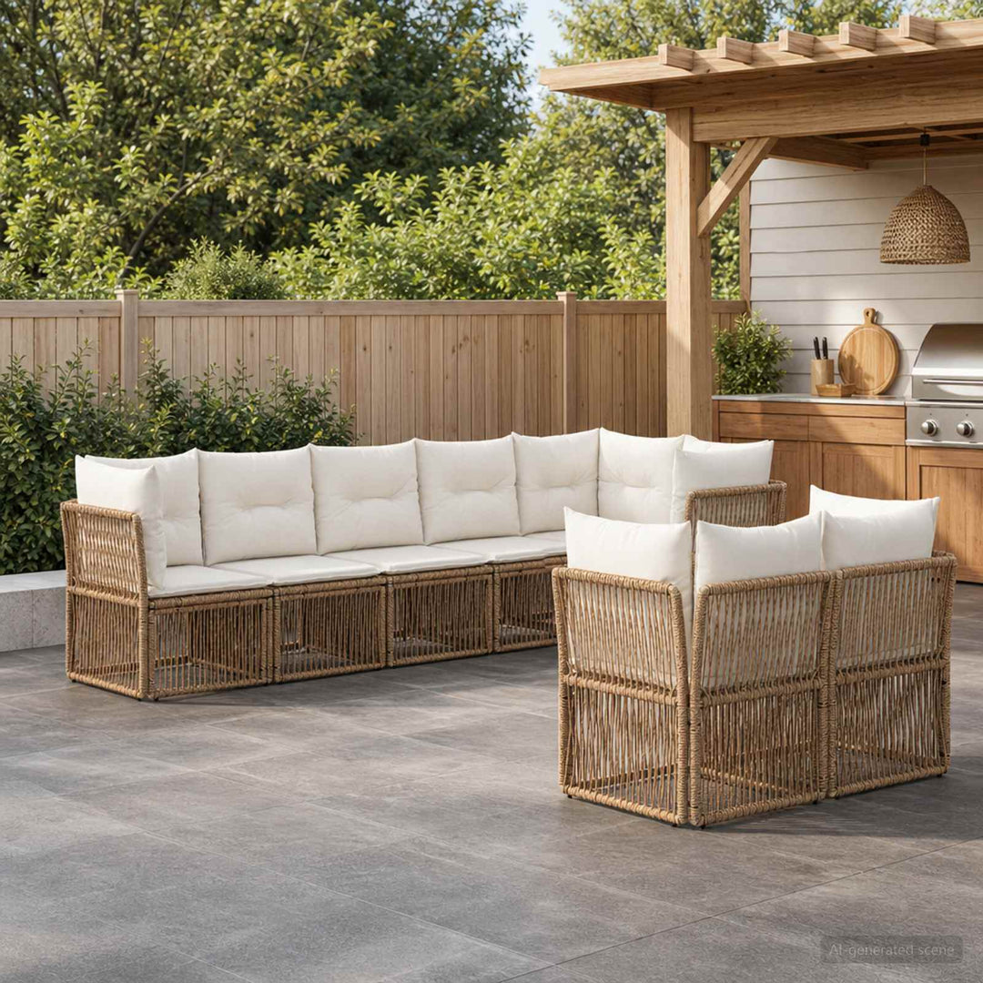 Havesofa Sæt 8 stk. Beige polyrattan