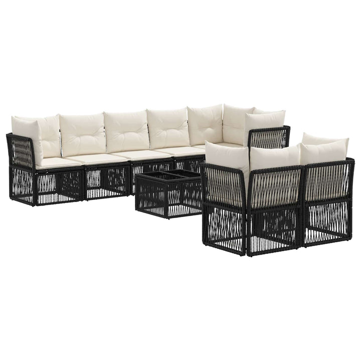 Havesofa Sæt 9 stk. Sort polyrattan