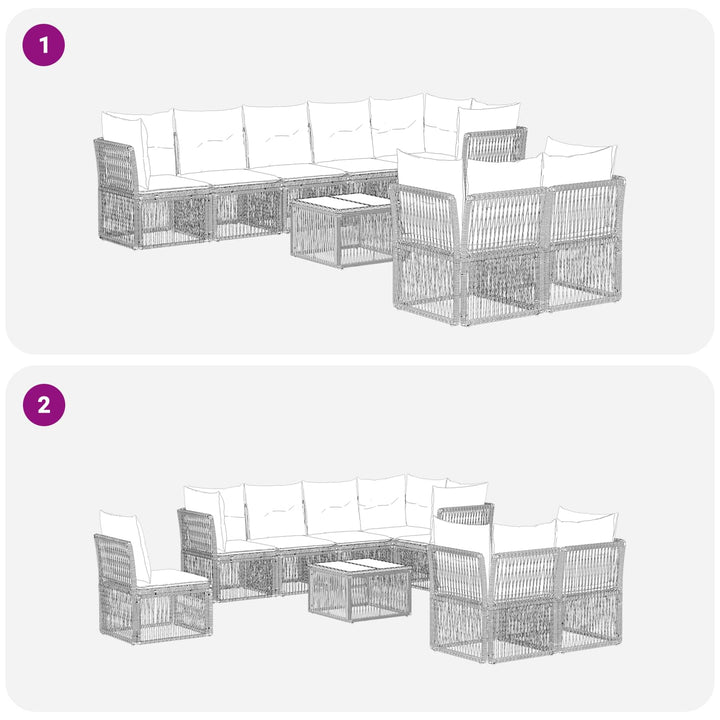 Havesofa Sæt 9 stk. Sort polyrattan