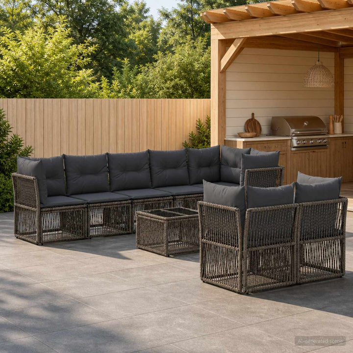 Havesofa Sæt 9 stk. Grå polyrattan