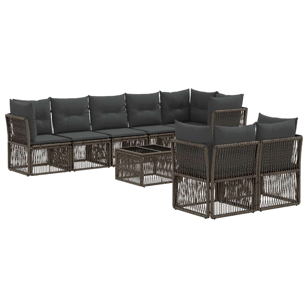 Havesofa Sæt 9 stk. Grå polyrattan
