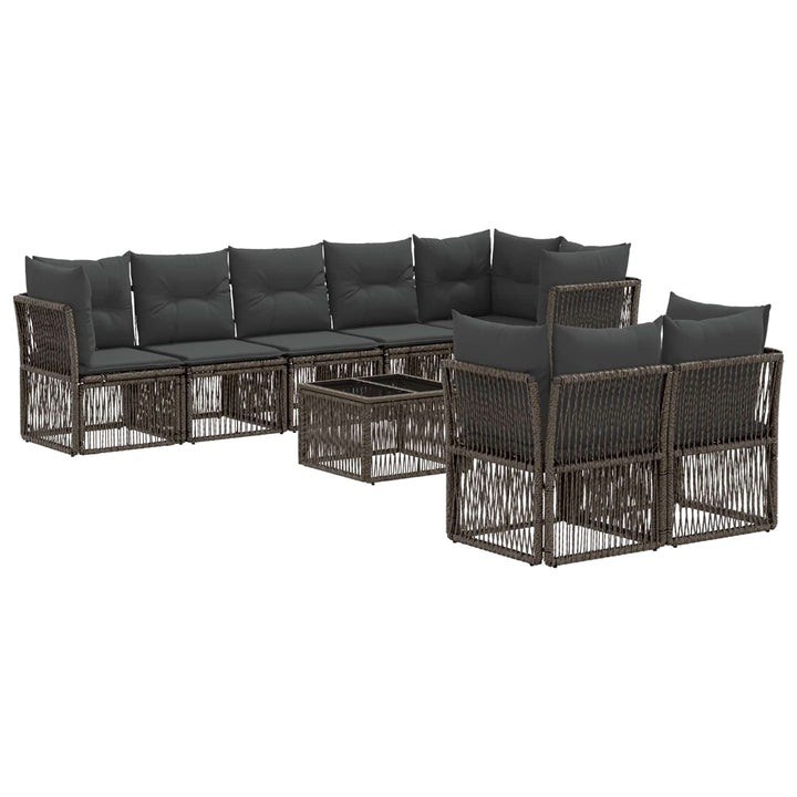 Havesofa Sæt 9 stk. Grå polyrattan