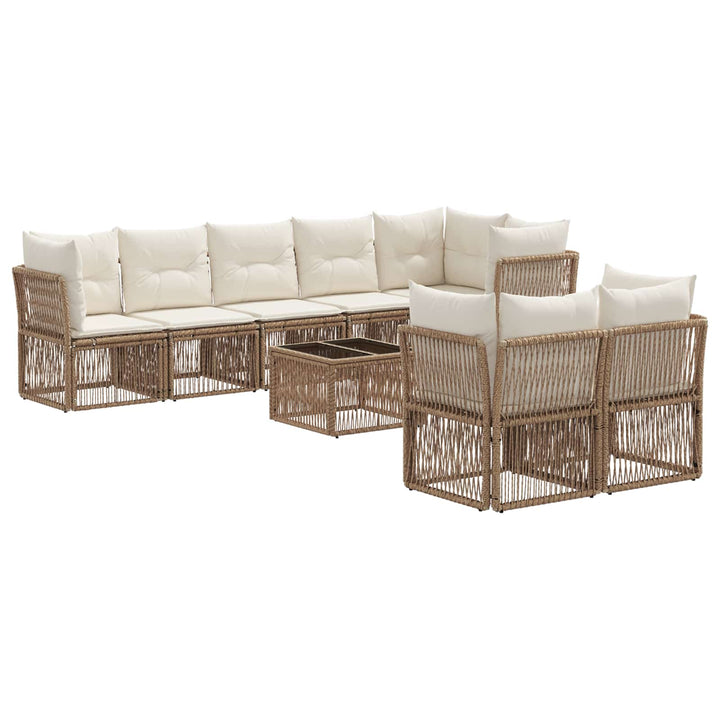 Havesofa Sæt 9 stk. Beige polyrattan