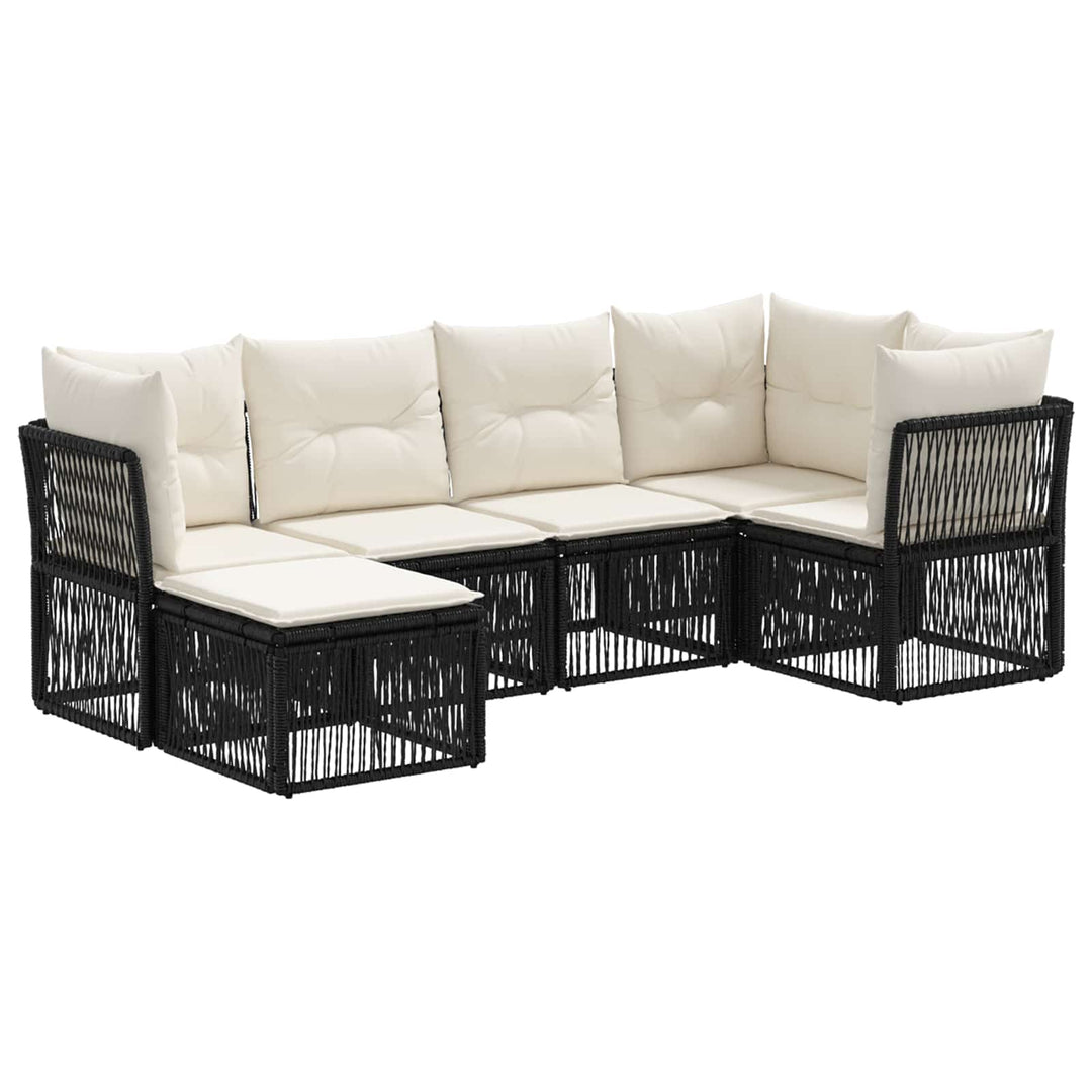 Havesofa Sæt 6 stk. Sort polyrattan
