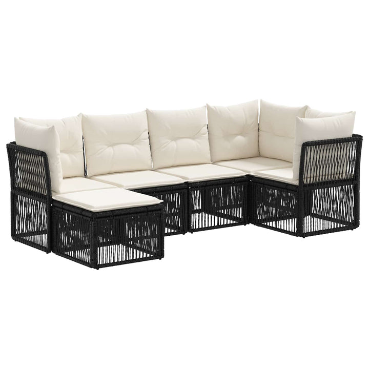 Havesofa Sæt 6 stk. Sort polyrattan