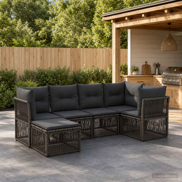 Havesofa Sæt 6 stk. Grå polyrattan