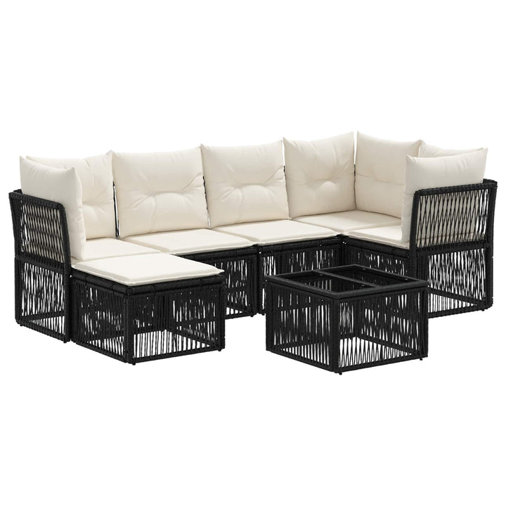 Havesofa Sæt 7 stk. Sort polyrattan