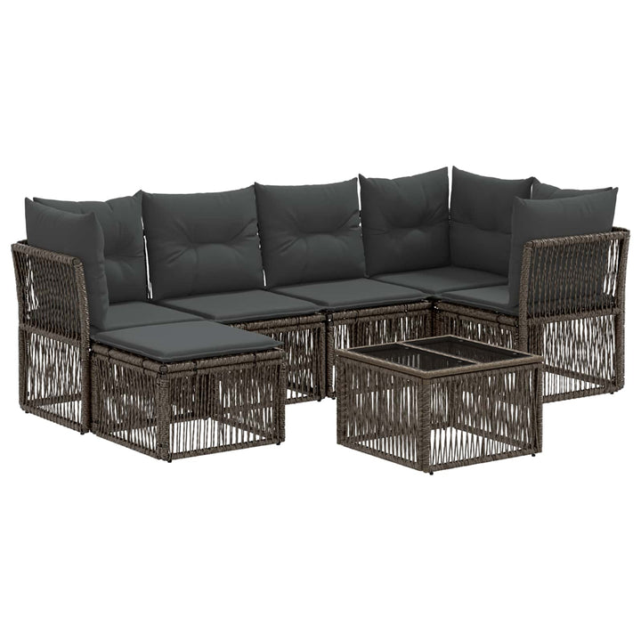 Havesofa Sæt 7 stk. Grå polyrattan