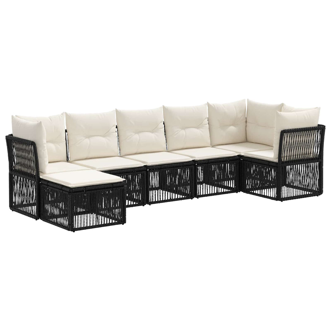 Havesofa Sæt 7 stk. Sort polyrattan
