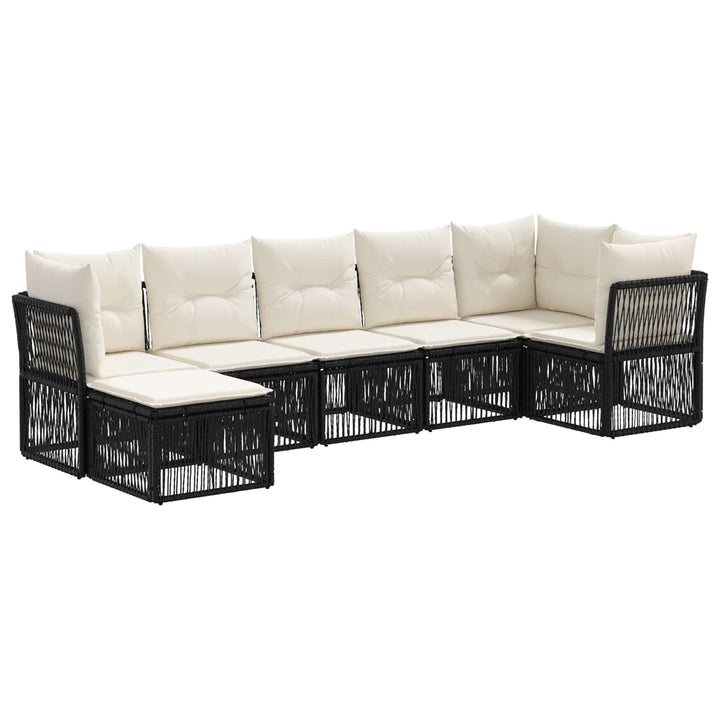 Havesofa Sæt 7 stk. Sort polyrattan