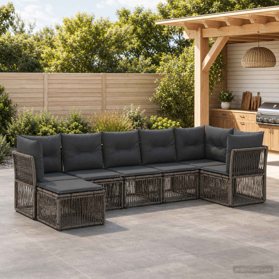Havesofa Sæt 7 stk. Grå polyrattan