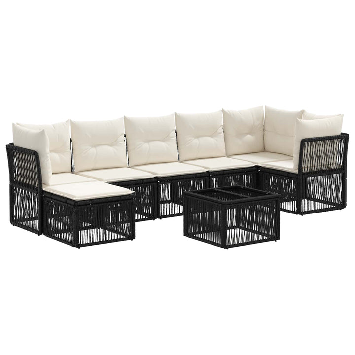 Havesofa Sæt 8 stk. Sort polyrattan